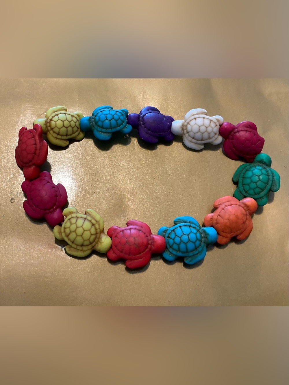 Multicolor Turtle Bead Stretch Bracelet for Kids